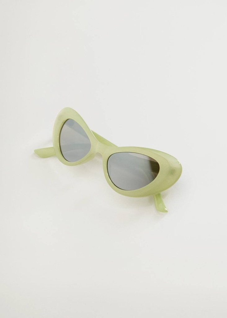 MANGO - Lunettes de soleil cat-eye vert bébé (100% protection UV) - Pochette et essuie lunette offerts  