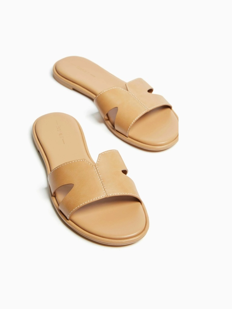 Bershka - FLAT - Sandales style HERMES - sand